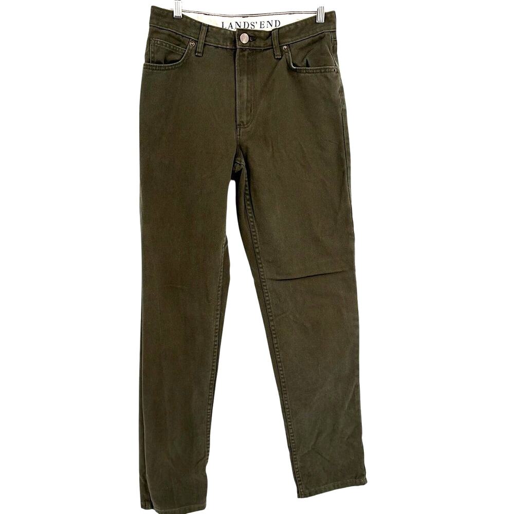 Land End Traditional Fit Mens Pants 30x36 Olive Tall Straight Jeans Gorp Rugged